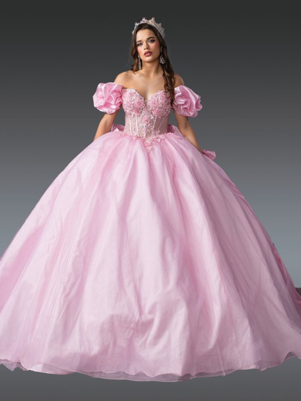 NEW PINK Embroidered Quinceanera Ball Gown Floor Length 1994